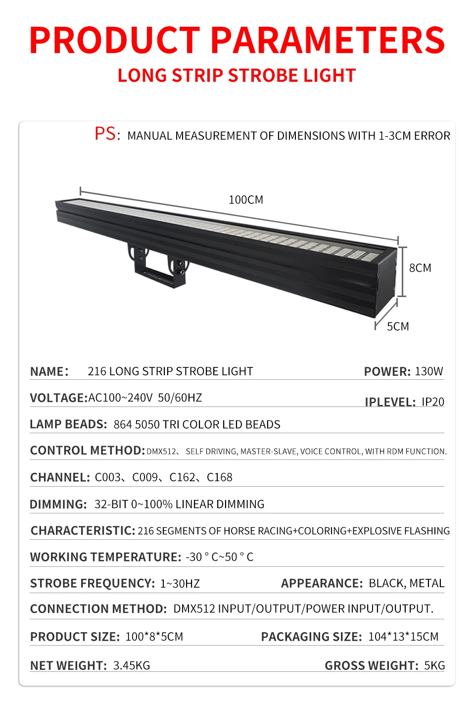New Product DJ Disco Bar RGB Strobe light LED DMX512 Stage pixel effect Flashing