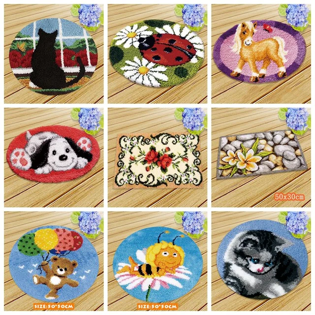 Latch Hook Rug Kits Set For Needlework Carpet Embroidery Latch Hook Rug Kit  Klink Haak Tapijt Animal/Cartoon Style Carpet Smyrna - AliExpress