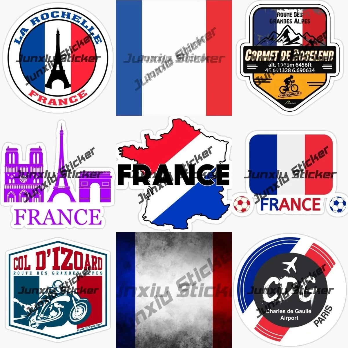 

French France Flag Sticker Welcome To Paris Eiffel Tower Stickers Col Du Lautaret Motorcycle Sticker Route Des Grandes Alpes