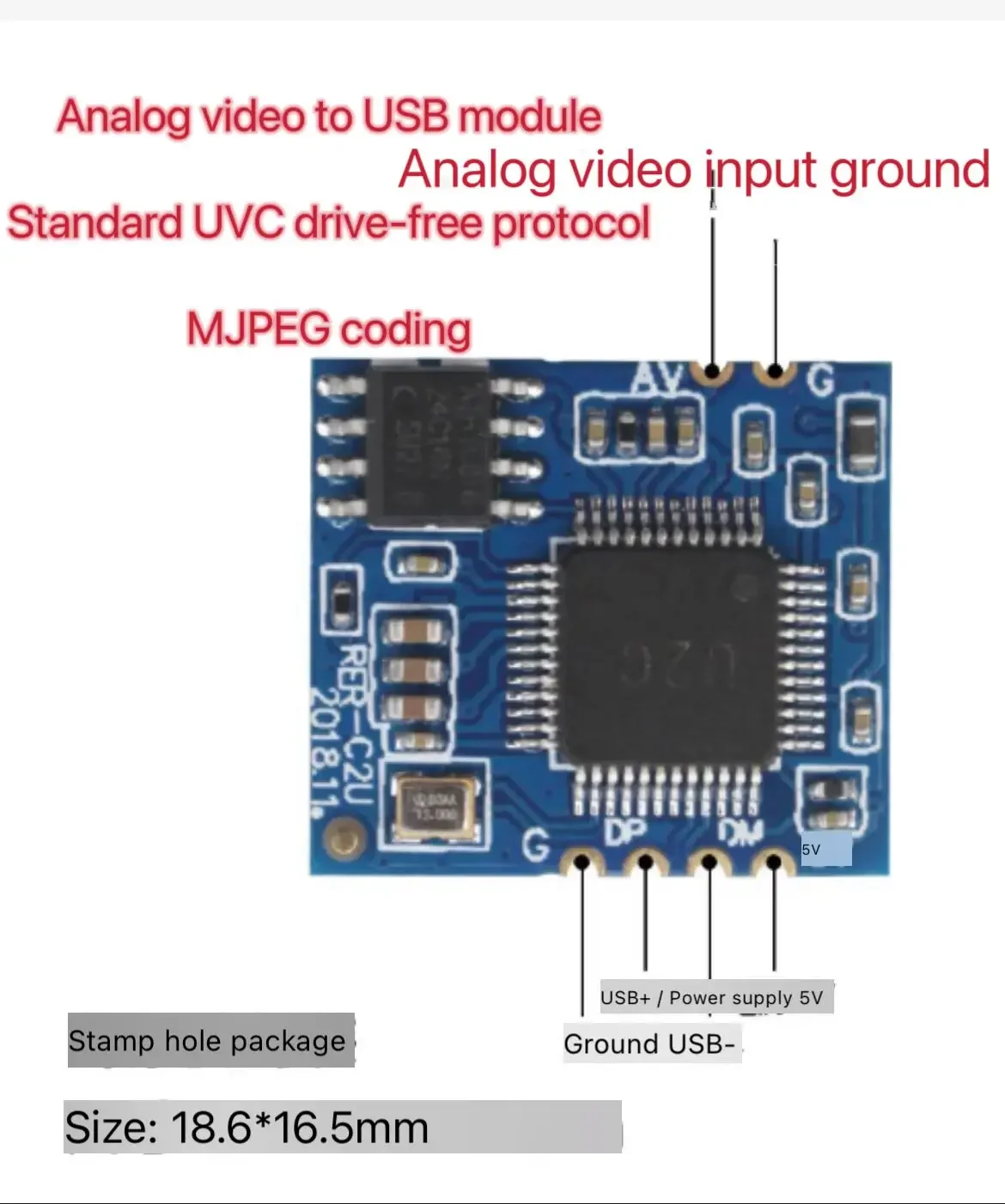 Video AV analogico al modulo fotocamera USB digitale CVBS al Chip USB UVC Drive-free
