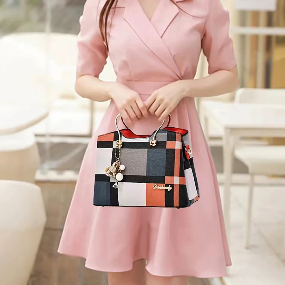 Women Faux Leather Shoulder Bag Fashion Handbag Adjustable Strap Top Handle Large Capacity Insider Bags Tote