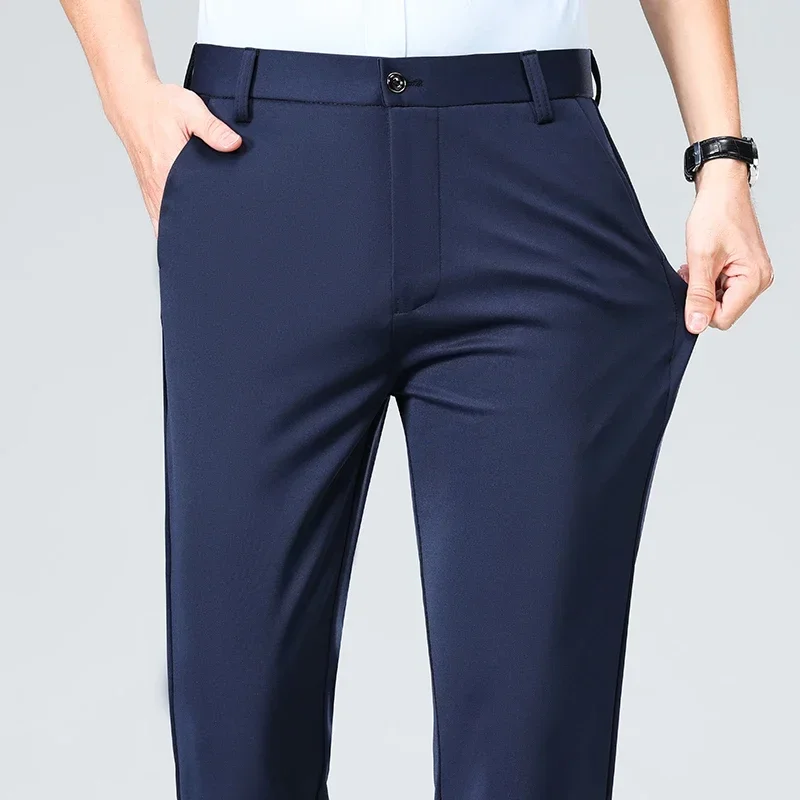 Men Suit Pants 2024 Elastic Slim Fit Dress Pants Business Solid Casual Loose Straight Leg Trouser Men Clothing Oversized 29-42 6
