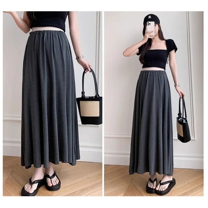 Summer Thin Modal Maternity Full Skirts Summer High Waist Long Loose Pregnant Woman Umbrella Skirt XL 2XL Pregnancy Clothing