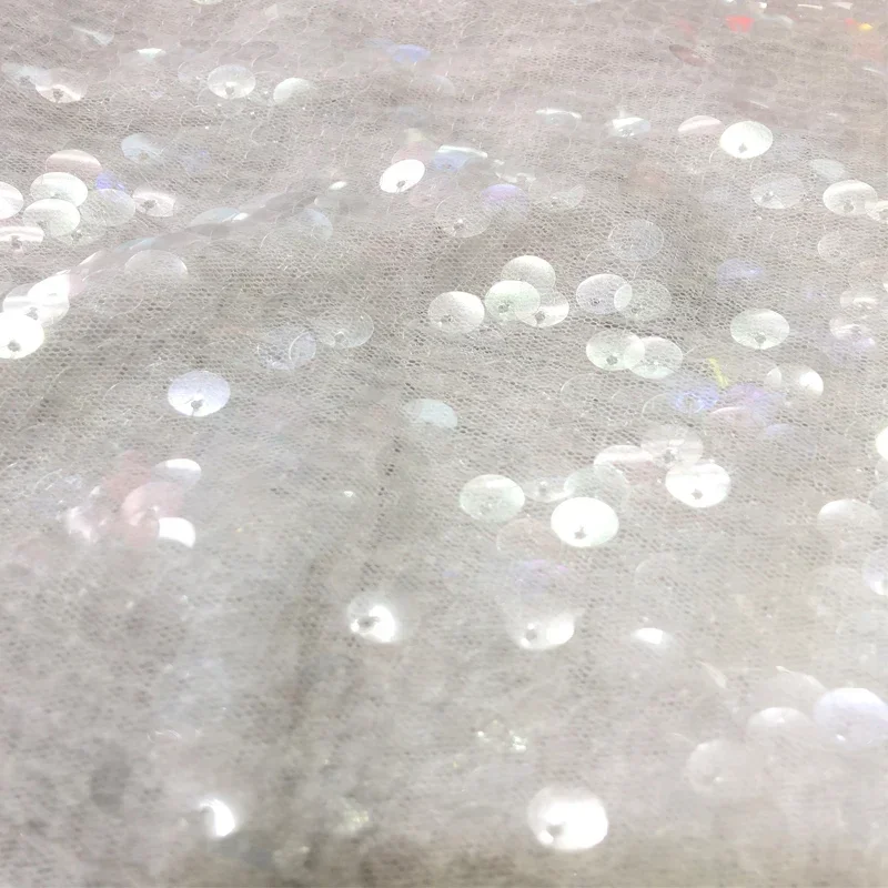 

Sequin Heavy Industry Embroidery Mesh Fabric Transparent Circular Fabric Dress Material Wedding Dress Decoration Fabric