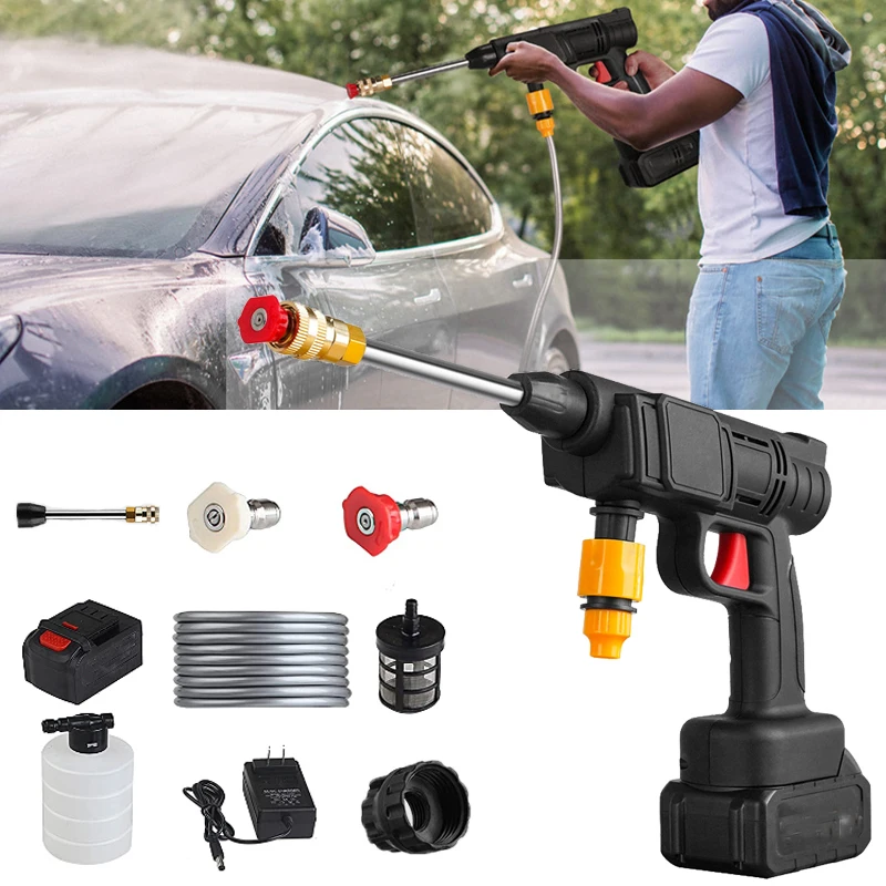 

500W Electric Cordless High Pressure Washer 20000mAh Spray Water Gun 21V Battery Car Wash Pressure Water Nozzle Cleaning Machin