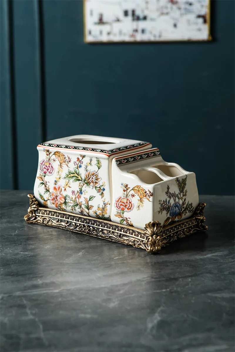 Description Picture 2 of itemCeramic Tissue Box,Flower Napkin paper Rack,Remote Control Storage Organization,Bathroom Paper Holder,Home Decorative Ornaments