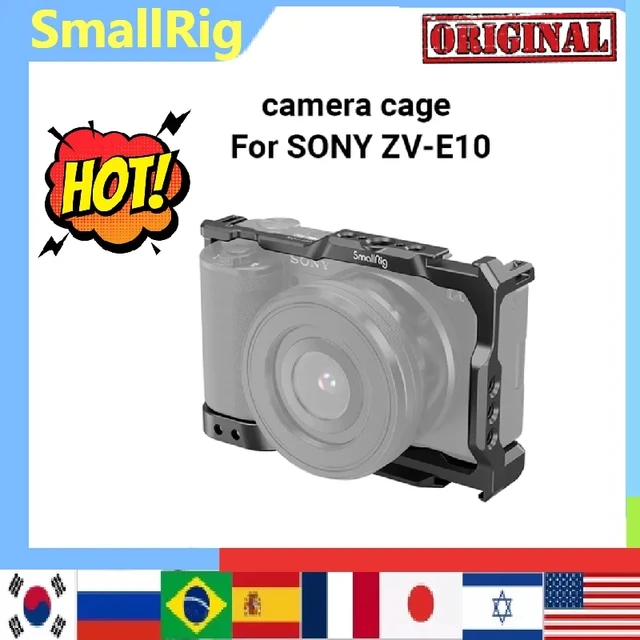 SMALLRIG ZV-E10 Cage with Silicone Handle and Built-in Threaded Holes, Cold  Shoe and Quick Release Plate for Sony ZV-E10-3538