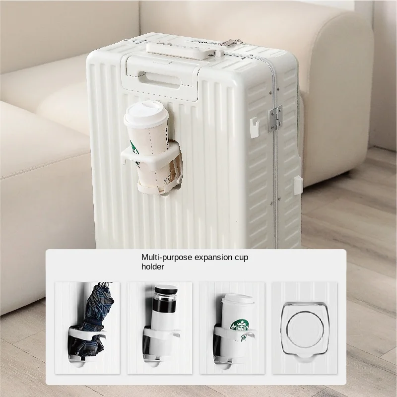 Suitcase USB Charging Aluminum Frame trolley case with wheels suitcase travel luggage with Cup Holder travel bags