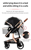 Poussette de luxe 3-en-1 en cuir PU imperméable pour nouveau-né avec siège auto, poussette portable, landau de voyage pliable 6