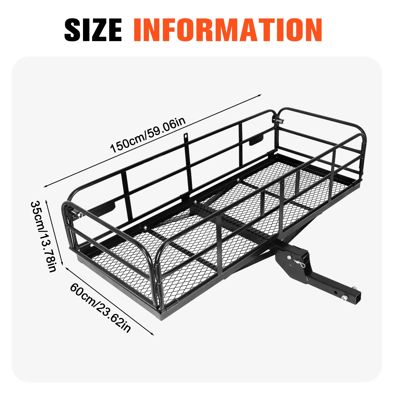 Rear Luggage Basket 500 Lbs Rear Hitch Tray Hitch Mount Cargo Holder for SUV Pickup Truck Trailer