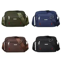 New Nylon Men Crossbody Bags Black Brown Blue Green 4 Zippers Boy Messenger Bags Rectangle Oxford Cloth Shoulder Bag Travel