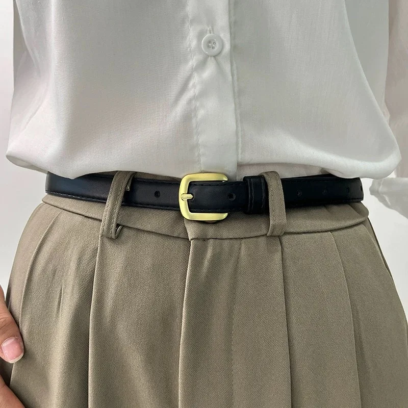 Slim dambälte med guldspänne för klänningar och byxor_voghion.com