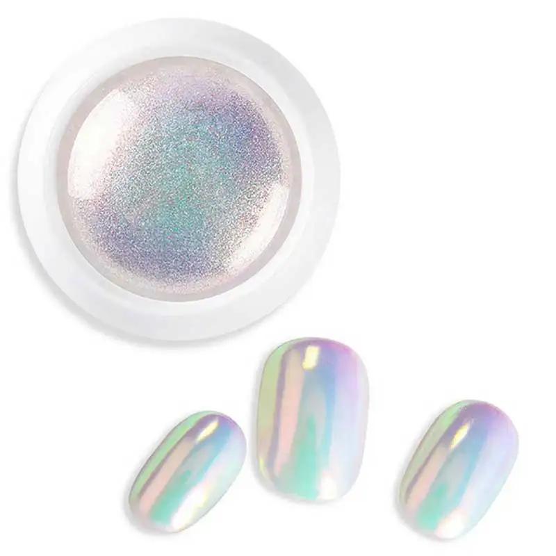 1Jar Mermaid Pearl Shell Shimmer Glitter Powder White Sfregamento Symphony Shell Powder 2-3G Aurora Mermaid Manicure Mirror Powder