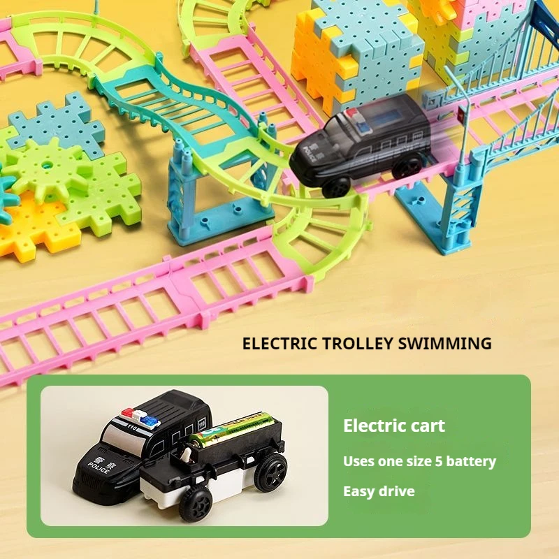DIY Track Electric Gear Building Blocks Toy Set Interlocking Learning Blocks Motorized Spinning Gears Building Educational Toys