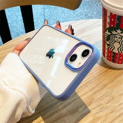Elegant Transparent Metal Lens Protection Phone Case - Shockproof Soft Bumper Cover - 7Plus - 8Plus (Sierra blue)