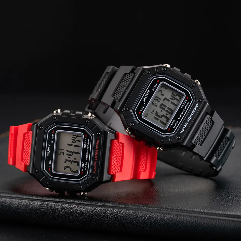 Men's Fashion Sports LED Waterproof Digital Wristwatch with Silicone Band