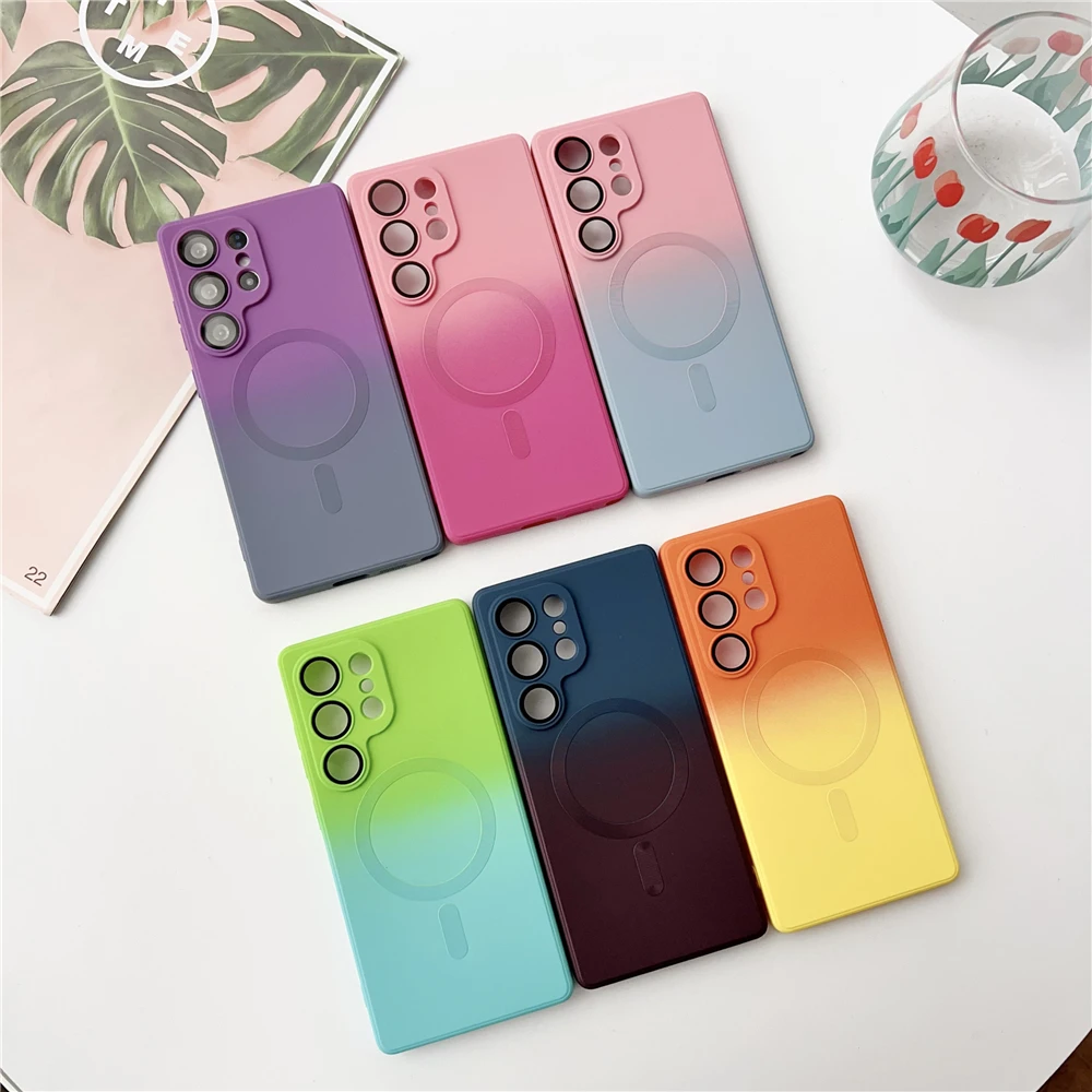 Gradient Liquid Silicone Magnetic Phone Case - Soft Cover Accessory