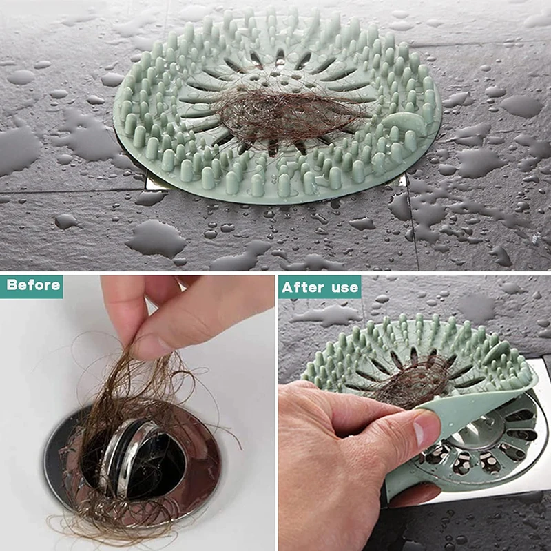Shower Drain Catcher Floor Drain Filter Hair Drain Catcher Hair Drain Filter Floor Drain Hair Catcher Drain Hair Catcher Floor Drain Hair Filter 1Pcs Silicone Drain Strainer Shower Hair Catcher Hair Sewer Filter Floor Drain Strainer For Kitchen Bathroom Accessories