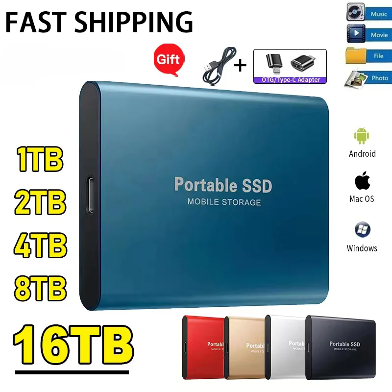 

High-speed Mobile Solid State Drive 500GB External Storage Decives Type-C USB 3.1 Interface for Laptop/PC/ Mac
