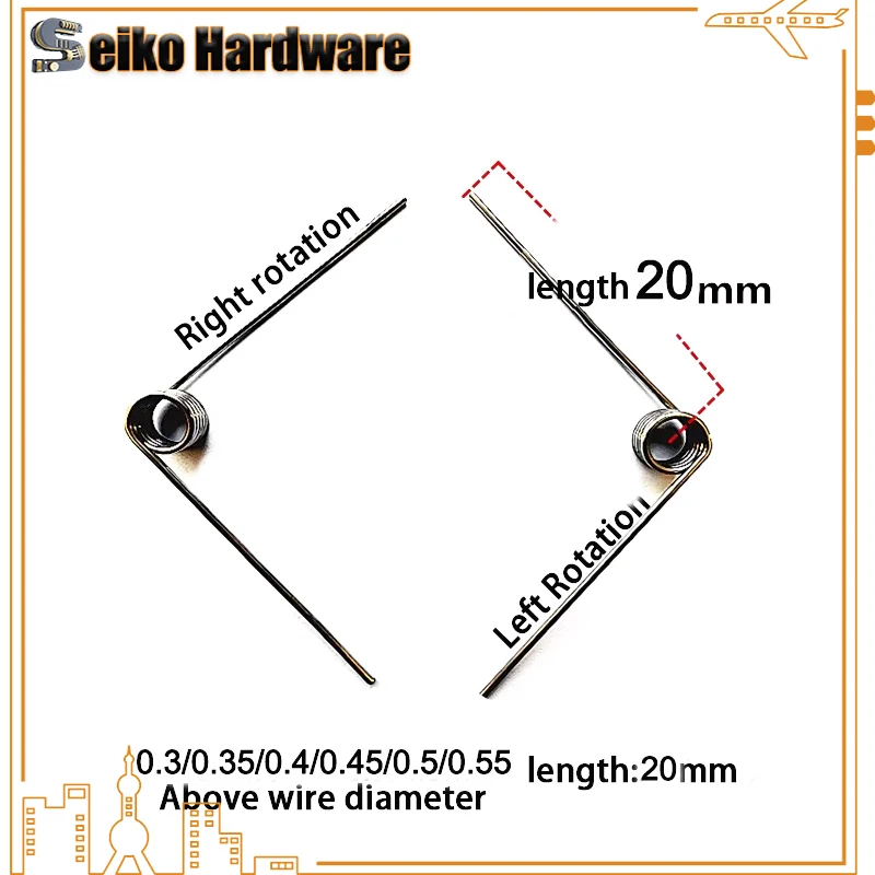 5pcs V-Shaped Torsion Springs - 0.4mm Wire Left Hand Small Hobby Springs