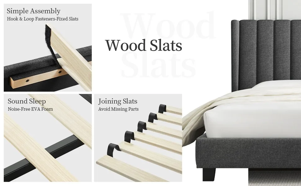  King Bed Frame with Wing Side