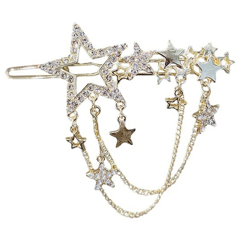 

Hair Clips Alloy Large Tassels Star Shaped Hair Barrettes for Women Dropship