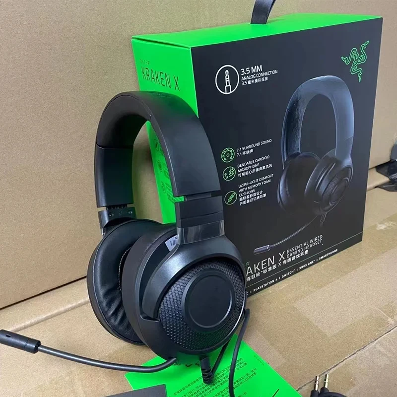 

Wired Headphones for Razer Kraken X Essential Wired Gaming Headset Earphone 7.1 Surround Sound 3.5mm Bendable Microphone