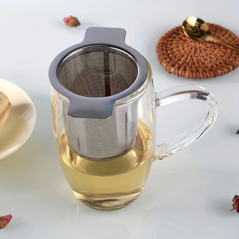 Stainless Steel Tea Infuser Mesh Strainer Large Capacity Double Handles