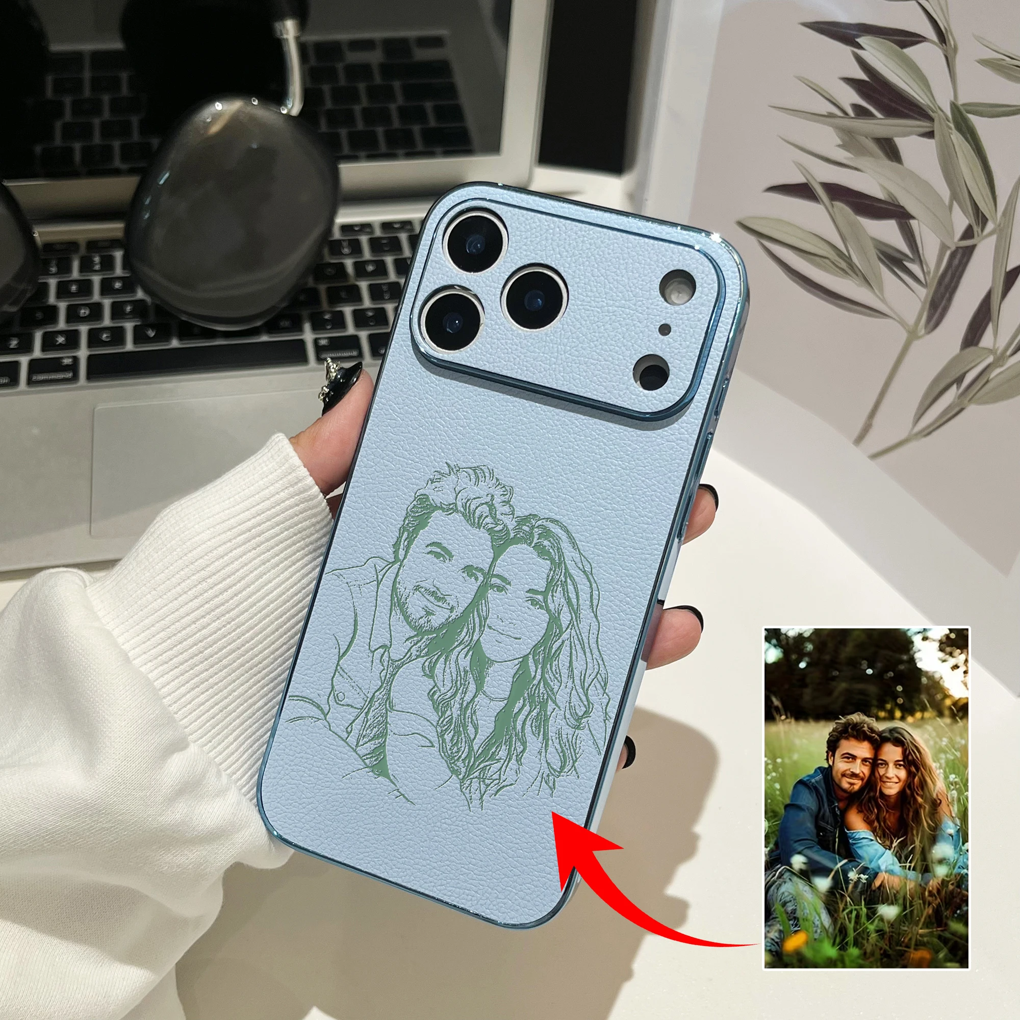 Personalized Custom Photo Sketch Lines Style 3D Laser Engraving Luxury thumbnail 3