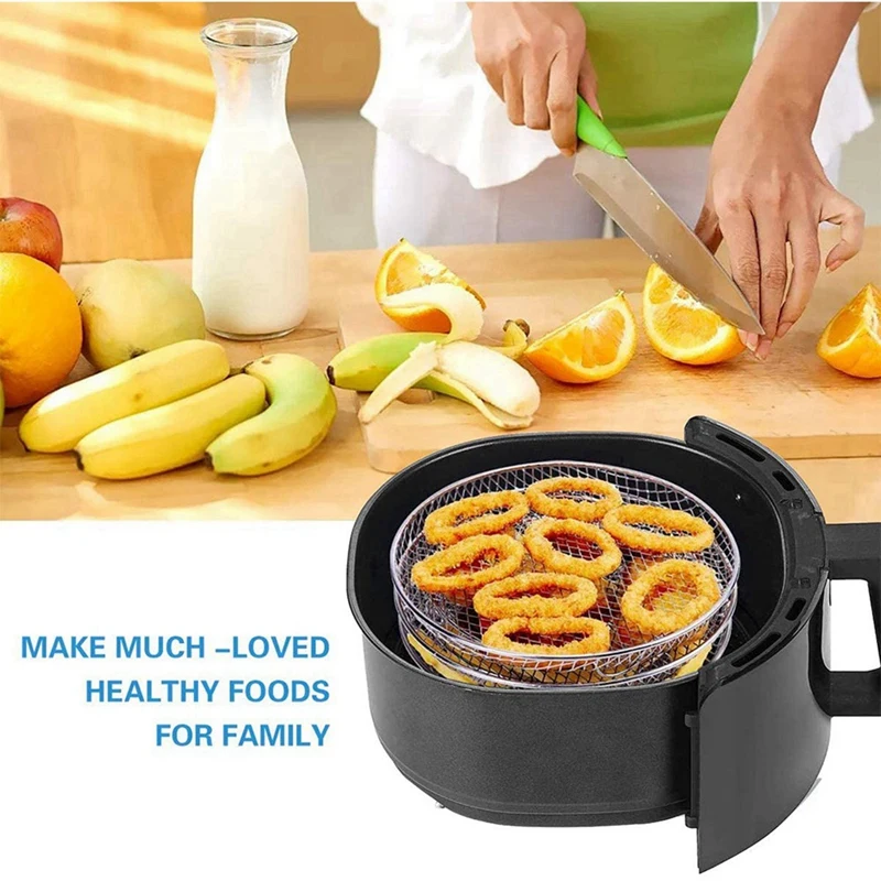 AD-Air Fryer Three Stackable Dehydrator Racks For Gowise Ninja Stainless Steel Air Fryer Rack Fit All 4.2-5.8QT