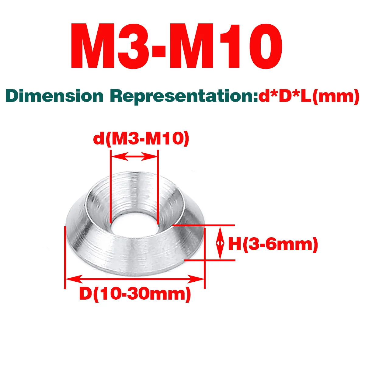 

304 SS Solid Fisheye Gasket / Conical Gasket / Concave Convex Washer M3-M10