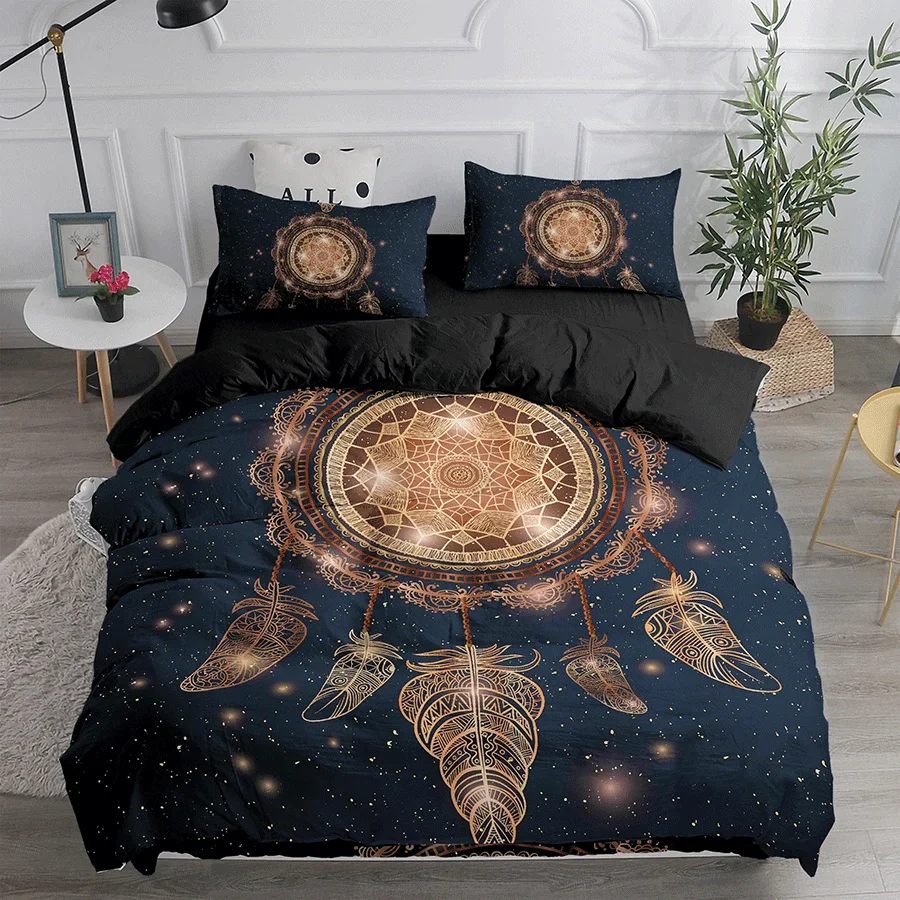 Dream Catcher-Bettwäsche-Set, eleganter böhmischer Bettbezug, Queen-Size-Bett, 240 x 220 cm, ethnischer Bettbezug, Einzelbett, Doppelbett, King-Size-Bettbezug – Detail 5