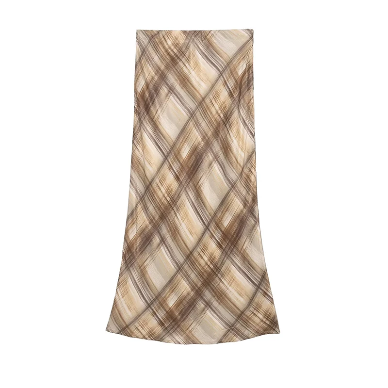 Women Vintage Printed Midi Skirt 2026 New Fashion Satin Elegant Party Long Skirt Lady High Street Casual Skirts Mujer ﻿