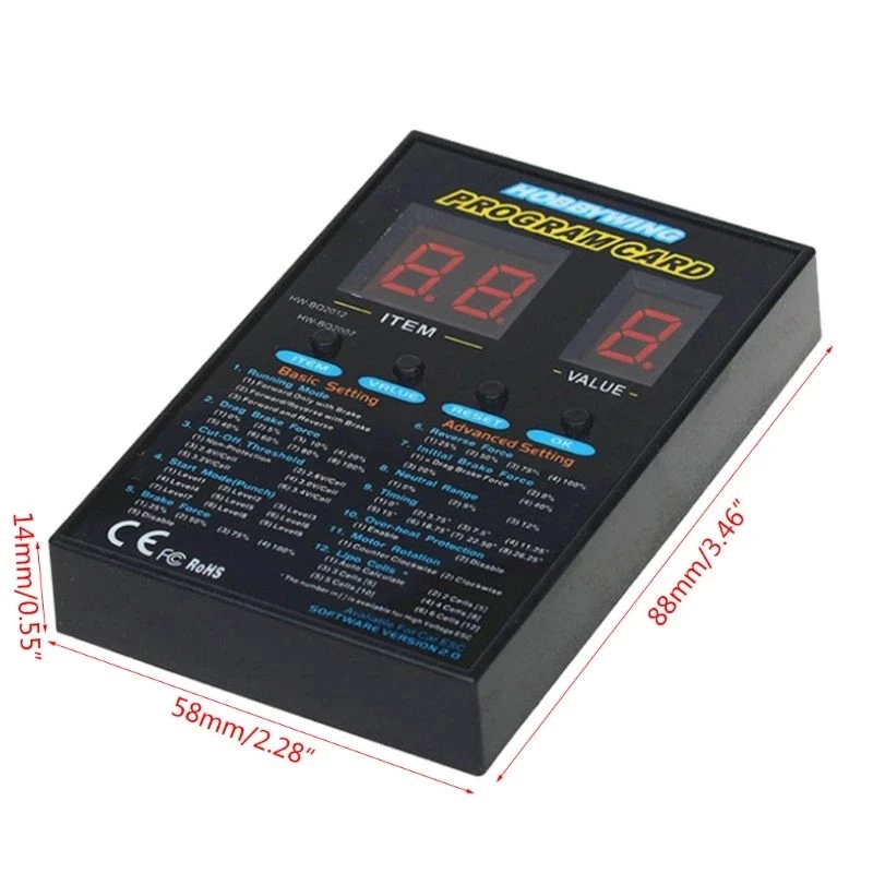 Hobbywing RC 자동차 LED 프로그램 카드, 120A 프로그램 박스, 2C 86020010 프로그램 카드, XERUN 및 EZRUN 시리즈 자동차 브러시리스 ESC