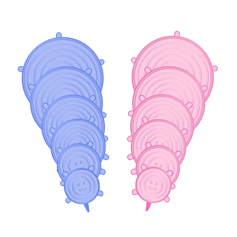 12 шт. Адаптивні силіконові кришки Круглі квадратні кришки Силіконові кришки Харчові універсальні еластичні кришки для посуду для банок Кухонні аксесуари