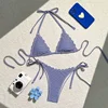 Fashion Sexy Striped Bikini Set Female Swimsuit Two-pieces Halter Backless Lace Up Micro Bikini 2025 New Bathing Suit Swim Lady