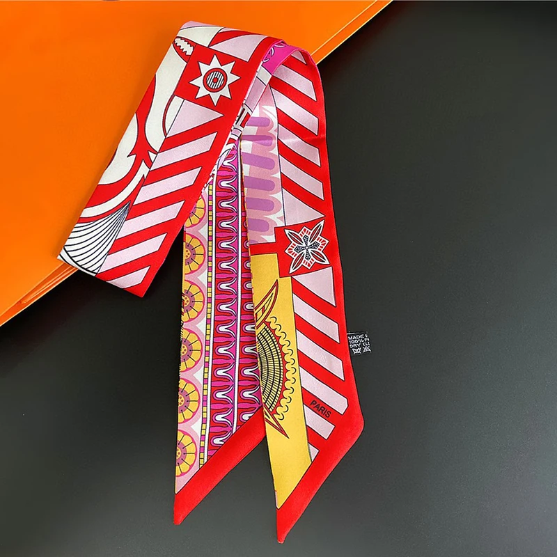 Luxus Marke Design Welle In Blumen Frauen Schal Luxus Seide Schal Mode Haar Stirnband Foulard Dünne Tasche Schals Halstuch – Detail 6