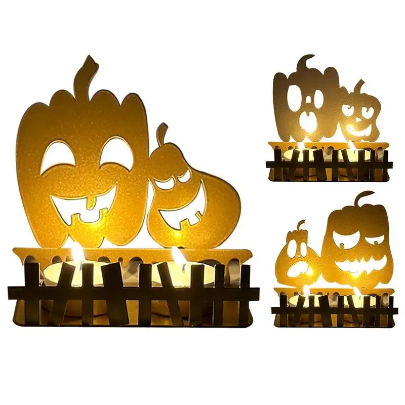 

Candle Holder Metal Craft Pumpkin Tealight Lantern Ornament For Living Room Bedroom Table Halloween Party Decorative Accessories