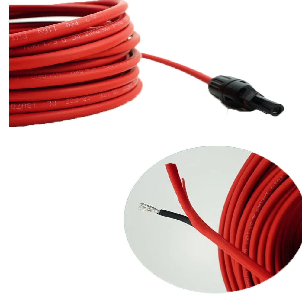 2 pcs/lot SOLAR wire cable Copper Extension Black+red 4mm2 12AWG Cable with Male and Female Connector cable Harness