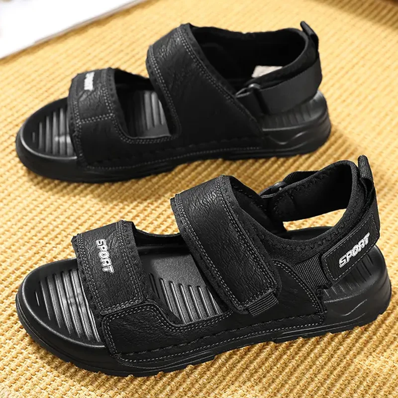 

Big Size 46 Brand Summer Men's Sandals Leather Men Slippers Gladiator Men Beach Sandals Soft Comfortable Outdoors Wading Shoes