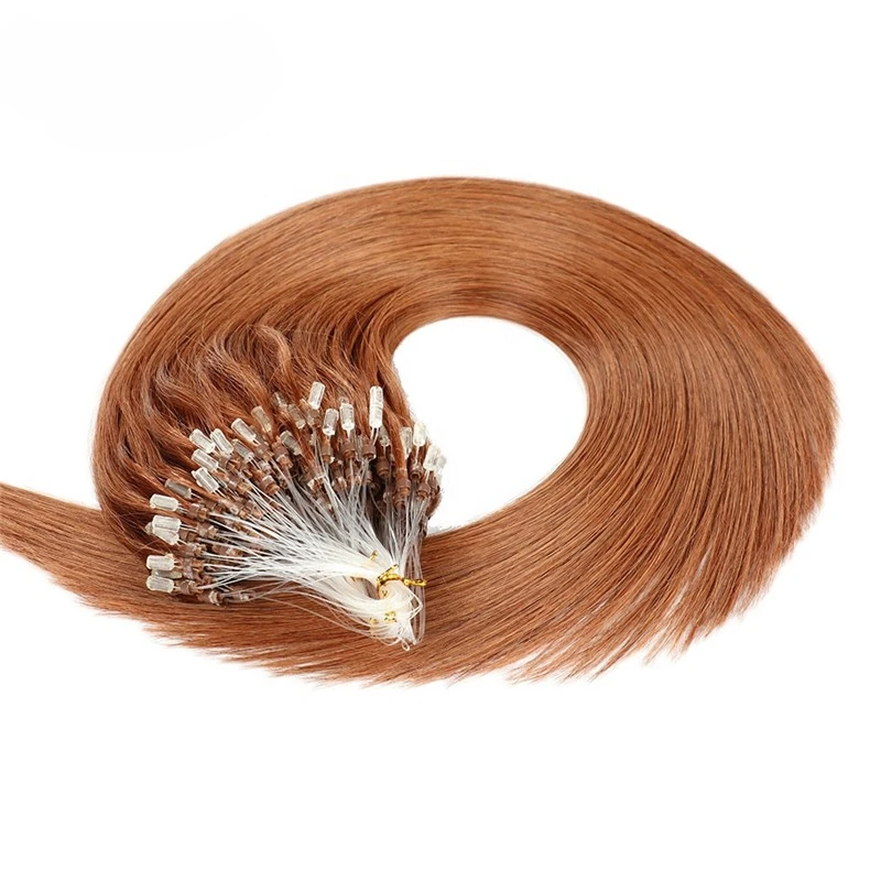 Straight Human Natural Hair Extensions Real Brazilian Remy Loop Ring Hair Extensions 40g/50g/set ring