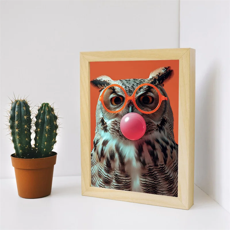 Vibrant Pink Bubblegum Animal Canvas Print - Cute Cartoon Wall Art