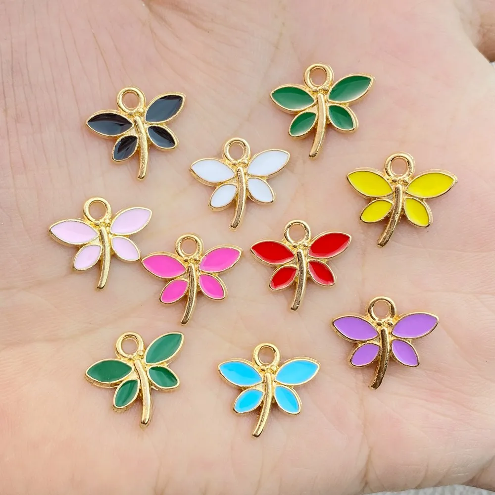 

10pcs Alloy Drip Oil Charm Cartoon Dragonfly Earring Pendant DIY Keychain Necklace Jewelry Pendant Necklace Charms Enamel Charms