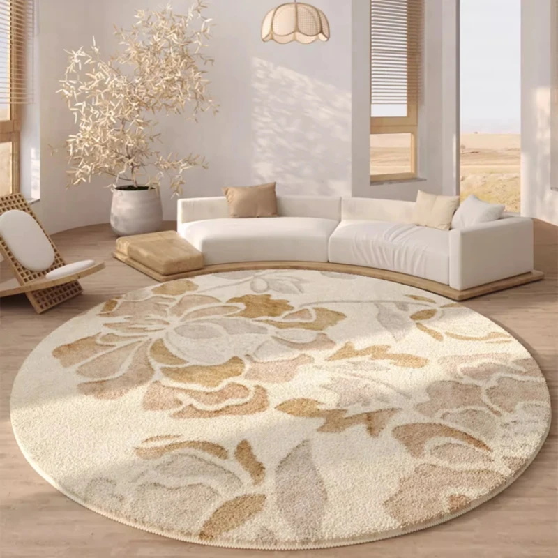 Japanese Style Rugs for Bedroom Retro Simple Living Room Decoration Carpet Fluffy Soft Bedside Round Rug Home Non-slip Floor Mat