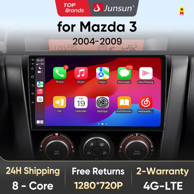 Junsun V1 AI Voice Wireless CarPlay Android Auto Radio for Mazda 3 bk maxx axel 2004-2013 4G Car Multimedia GPS 2din autoradio