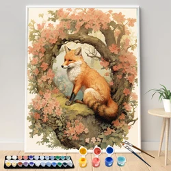 DIY Acrylic Paint Canvas Artwork, Painting By Numbers Tree Hole Fox Adult Coloring  Kit Seascape Art Gift, Home Decoration