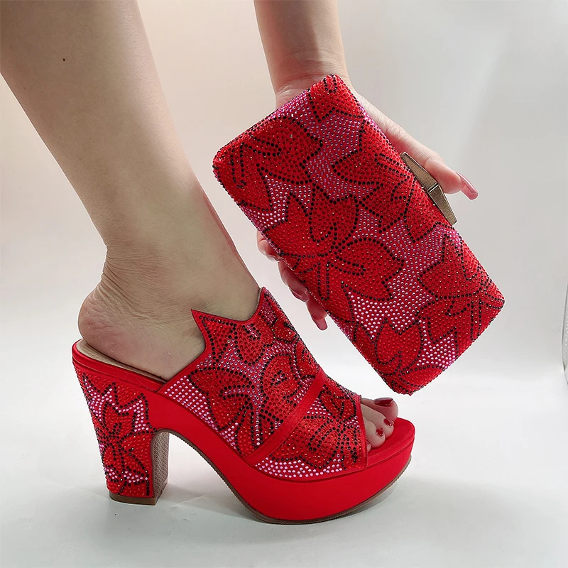 Fashionable Top Italian Designers 2023 Luxury And Elegant Clutch Bag Bright Diamond Summer Party Women's Shoes With High Heels