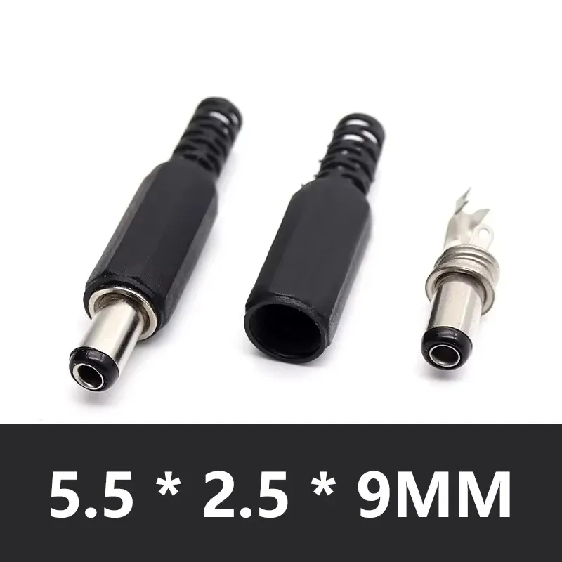 Bulk DC Power Plug Connectors - Solder Type Adapters, 5.5mmx2.5mm, Male Jack