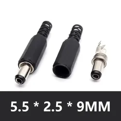Bulk DC Power Plug Connectors - Solder Type Adapters, 5.5mmx2.5mm, Male Jack - 500PCS (5.5 X 2.5 X 9MM)