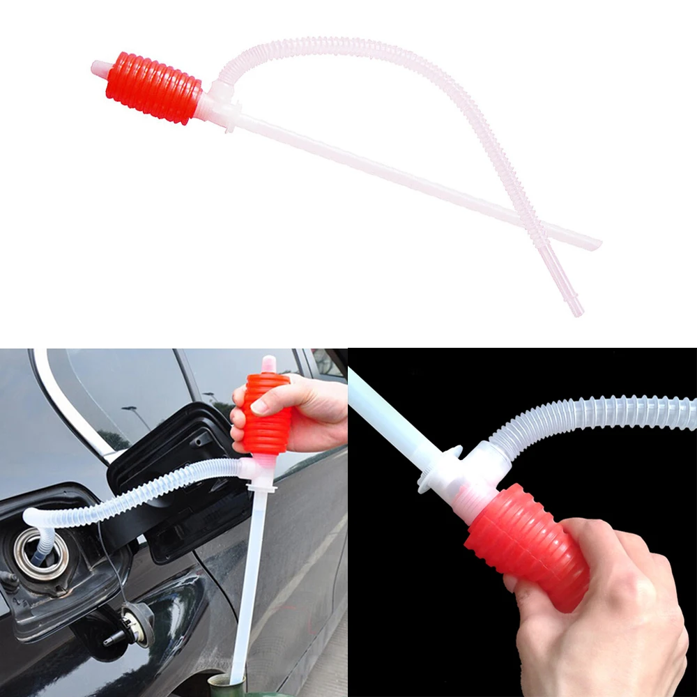 1Pc Universal Portable Car Manual Hand Siphon Pump Hose Gas Oil Liquid Syphon Transfer Pump Engine Parts Car Accessories oil syringe pump liquid transfer pump